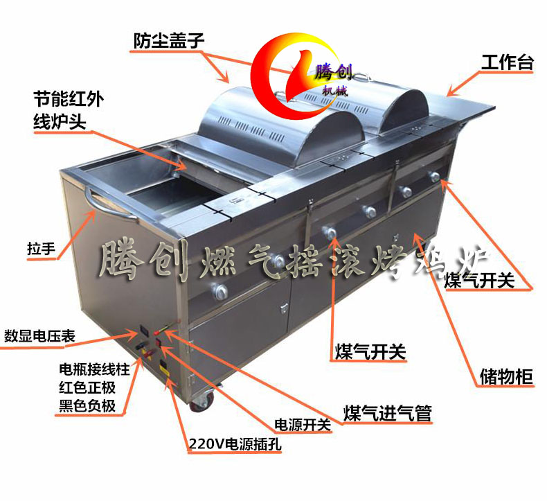 升級(jí)新一代燃?xì)鈸u滾烤雞爐,液化氣旋轉(zhuǎn)烤雞車
