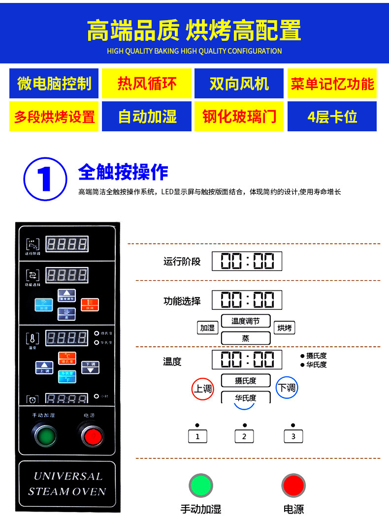 全自動(dòng)萬能烤箱商用多功能蒸烤箱熱風(fēng)循壞電烤箱西餐烤箱披薩烤爐