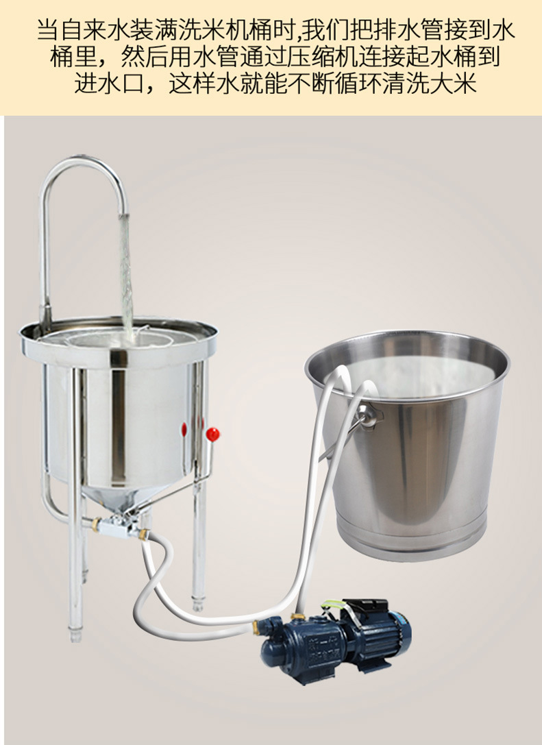 樂創(chuàng)20KG全自動(dòng)不銹鋼洗米機(jī) 水壓式大型淘米機(jī) 商用洗米機(jī)正品