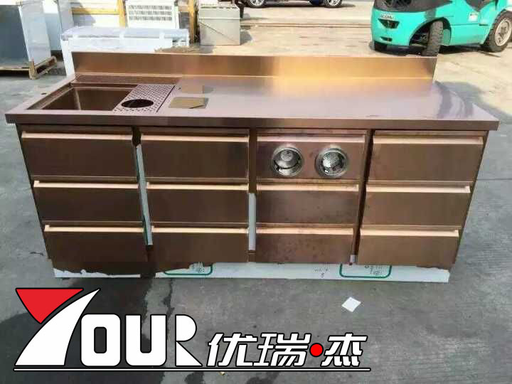 咖啡機(jī) 定做不銹鋼水吧臺(tái)商用奶茶店飲品店操作臺(tái)吧臺(tái)制冰機(jī)