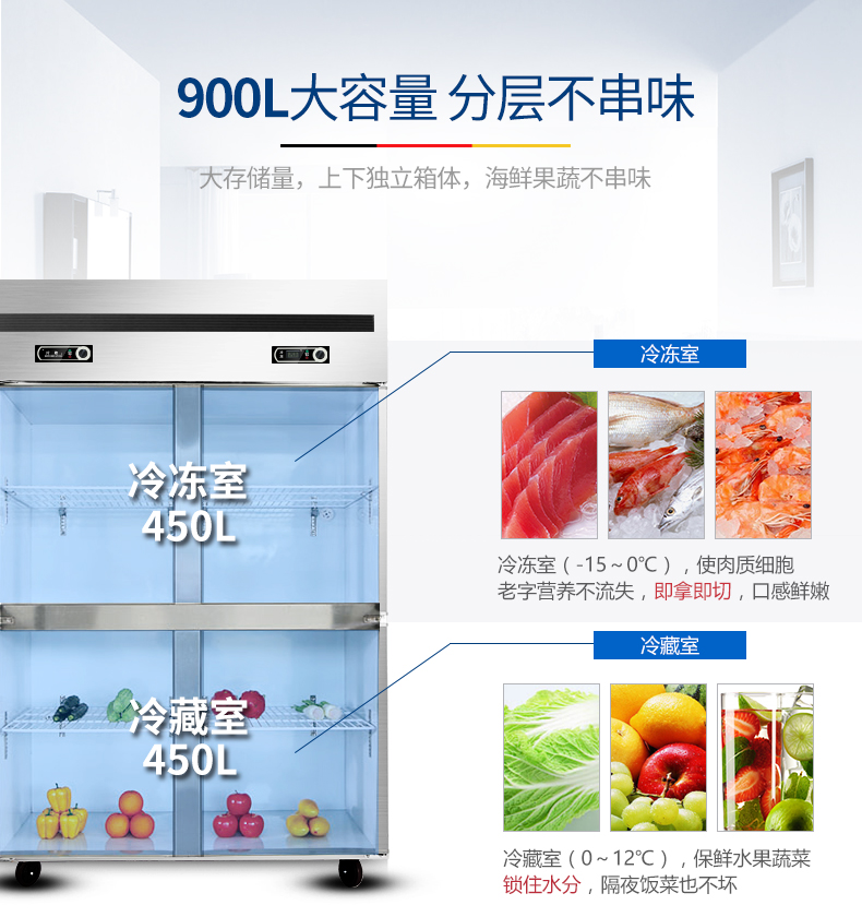 德瑪仕商用立式六門(mén)冰柜商用六門(mén)立式 展示柜 -KCD1.6L6 全冷藏
