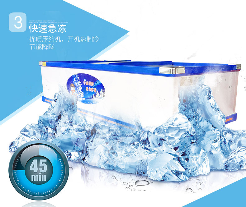 睿美島柜展示柜商用臥式冰柜玻璃門雙機(jī)冷凍速凍冰箱超市海鮮展柜