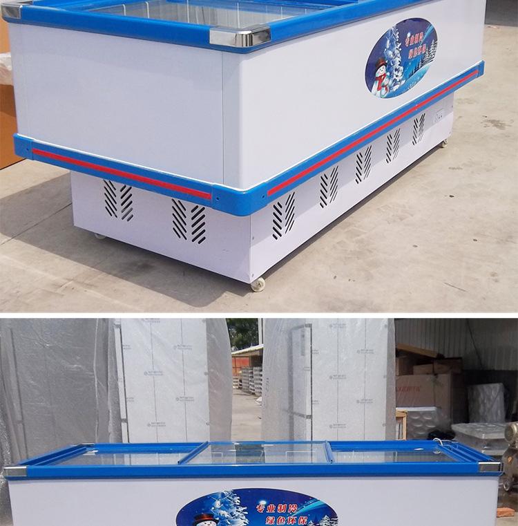 睿美島柜展示柜商用臥式冰柜玻璃門雙機(jī)冷凍速凍冰箱超市海鮮展柜
