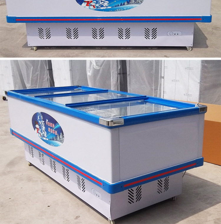 睿美島柜展示柜商用臥式冰柜玻璃門雙機(jī)冷凍速凍冰箱超市海鮮展柜