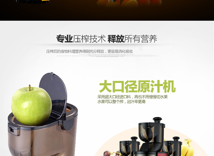 批發(fā)萊果商用大口徑原汁機 家用多功能低速果汁機 慢速電動榨汁機
