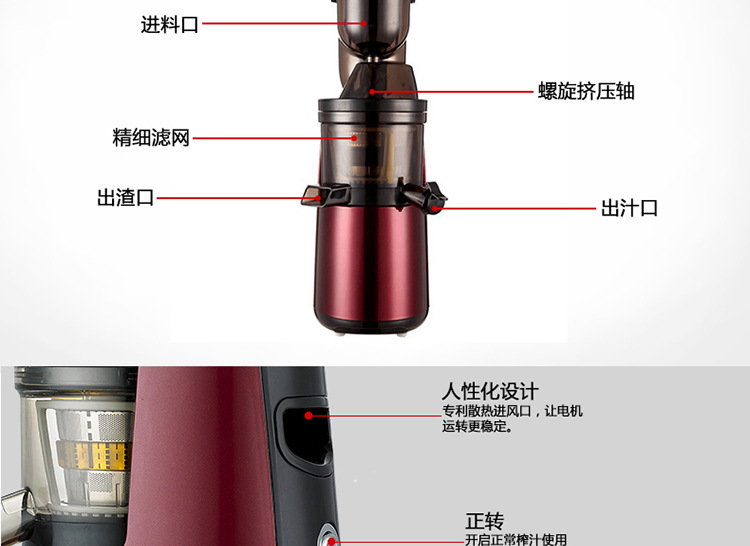 批發(fā)萊果商用大口徑原汁機 家用多功能低速果汁機 慢速電動榨汁機