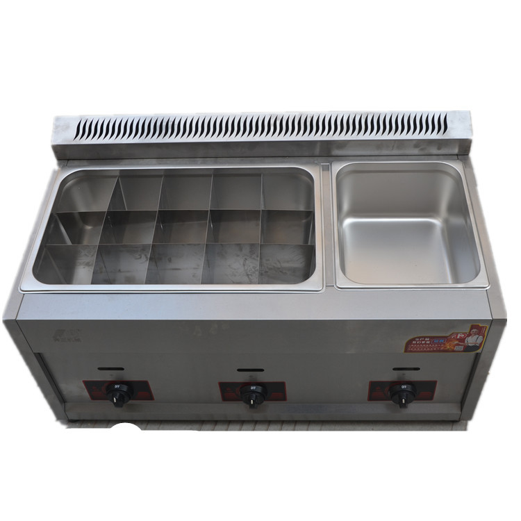 三缸燃氣油炸鍋商用煤氣油炸爐油炸機炸薯條機炸雞關(guān)東煮煮面爐