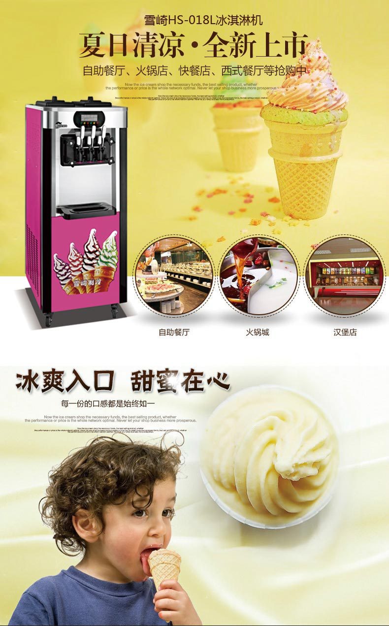 廠家直銷 雪崎商用冰淇淋機創(chuàng)業(yè)設(shè)備 凍酸奶雪糕軟冰激凌機