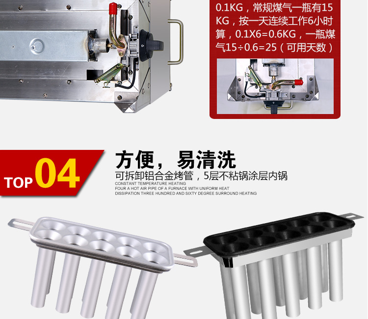 燃?xì)獾鞍c機(jī)商用雞蛋包腸機(jī)蛋卷機(jī)十孔煎蛋機(jī)升級版煙熏烤熱狗機(jī)