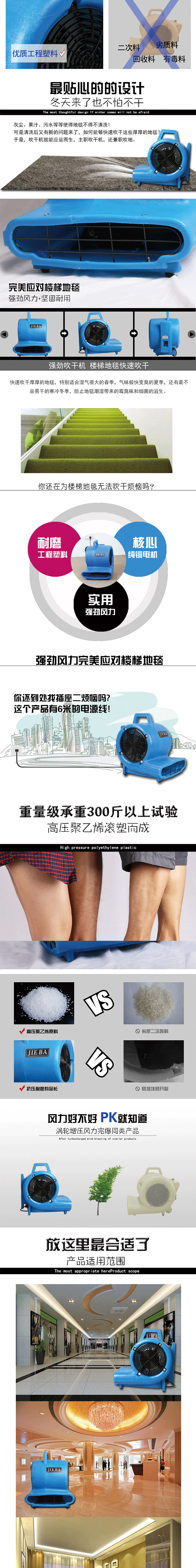 白玉潔霸BF533移動地毯地面吹干機(jī)酒店商場三速強(qiáng)力吹地機(jī)