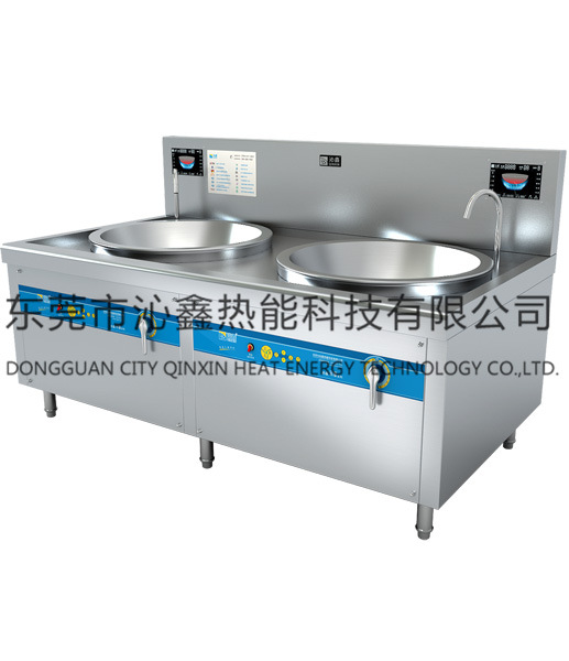 全自動電磁炒鍋&nbsp;電磁大鍋灶節能灶&nbsp;食堂雙頭大鍋灶&nbsp;商用電磁爐