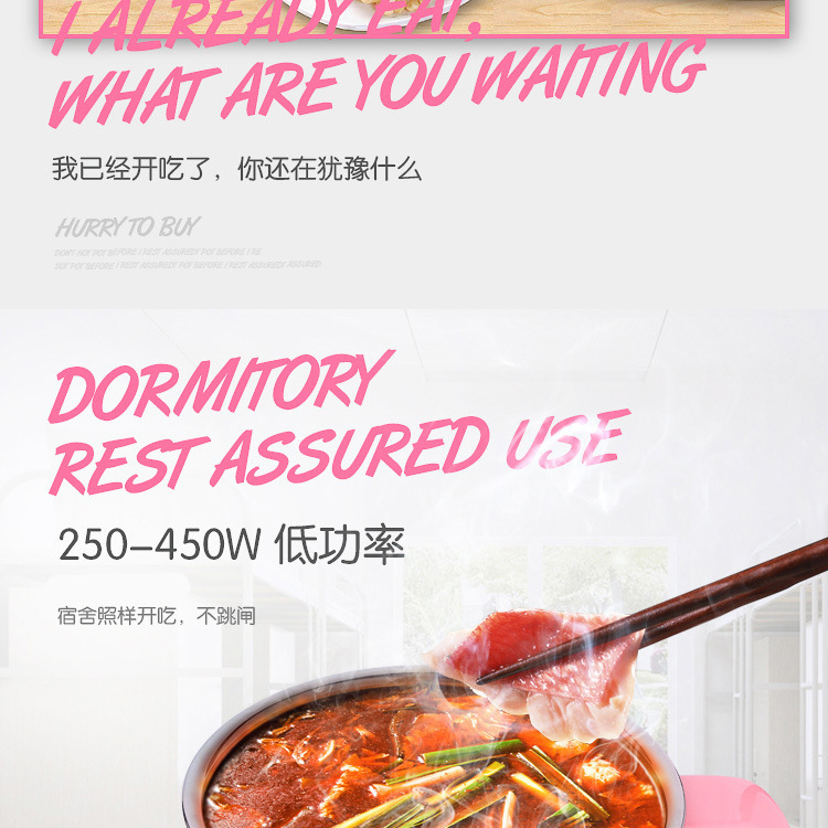 迷你煮面小電鍋多功能電熱鍋 家用電火鍋學(xué)生宿舍不銹鋼電煮鍋