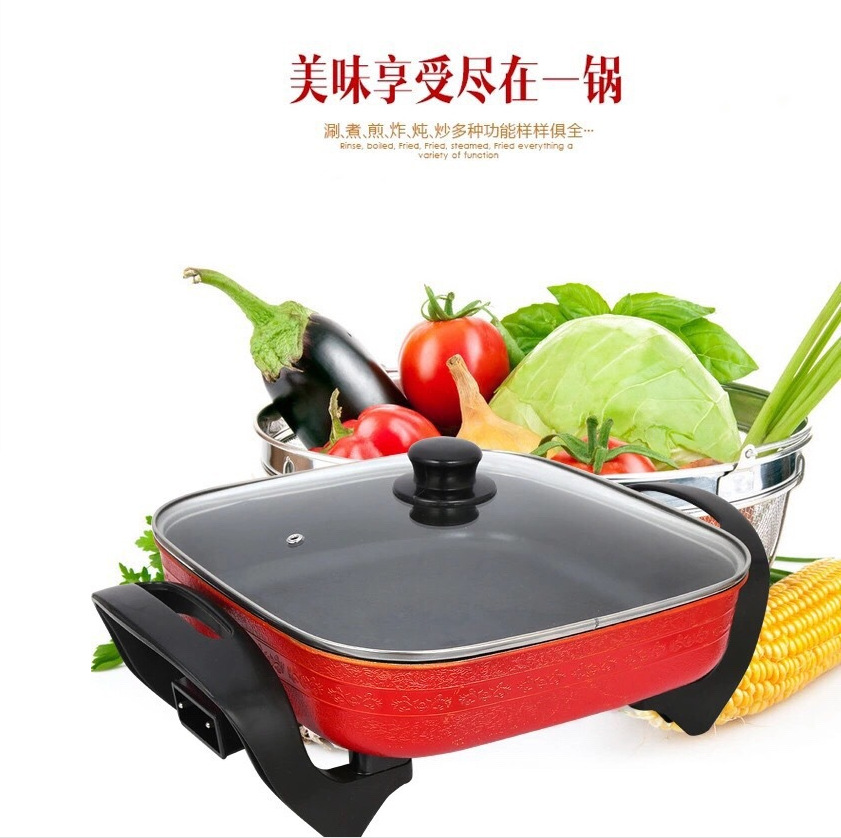 韓式多功能四方電熱鍋電火鍋養(yǎng)身鍋不粘鍋炒菜鍋廠(chǎng)家直銷(xiāo)
