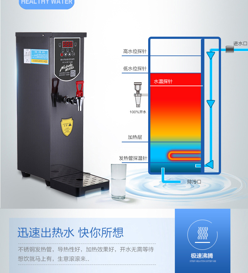 奶茶熱水商用熱水步進(jìn)式開(kāi)水器開(kāi)水機(jī)商用步進(jìn)式開(kāi)水器30Ｌ