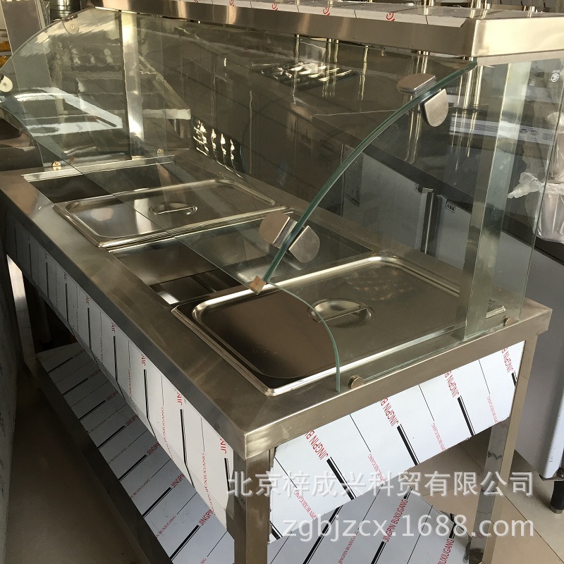 廠家直銷不銹鋼玻璃罩四格保溫售飯臺(tái)飯店酒店食堂商用保溫售飯臺(tái)